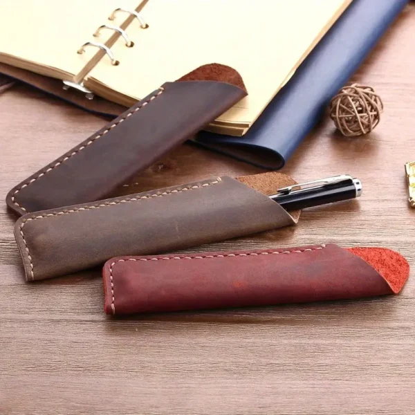 1pc Hand-stitched Cowhide Pen Bag