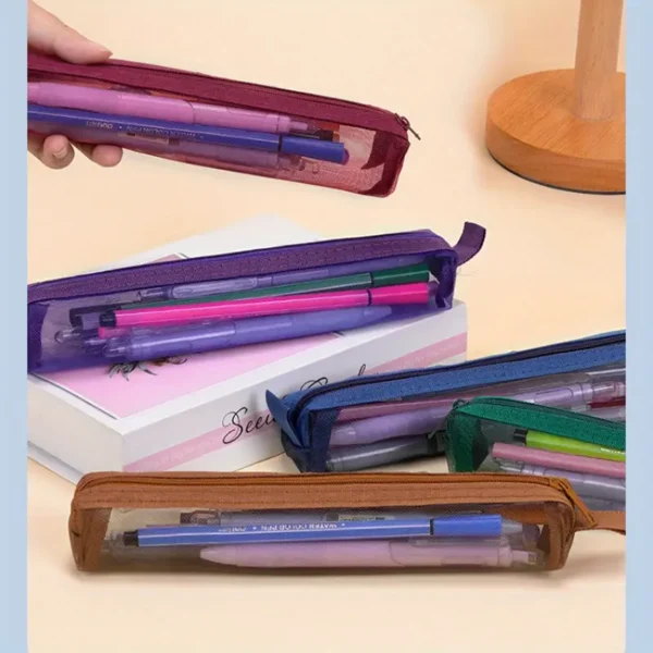 Random Retro Color Mini Mesh Pencil Cases