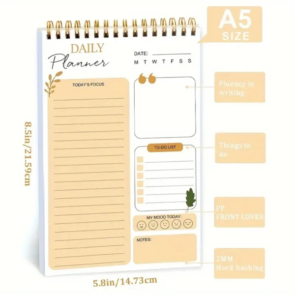 Spiral Daily Planner with Hourly Schedule