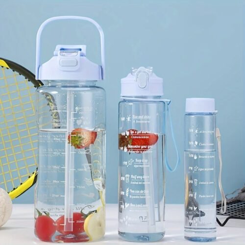 Large Capacity Sports Water Bottle Set 3pcs